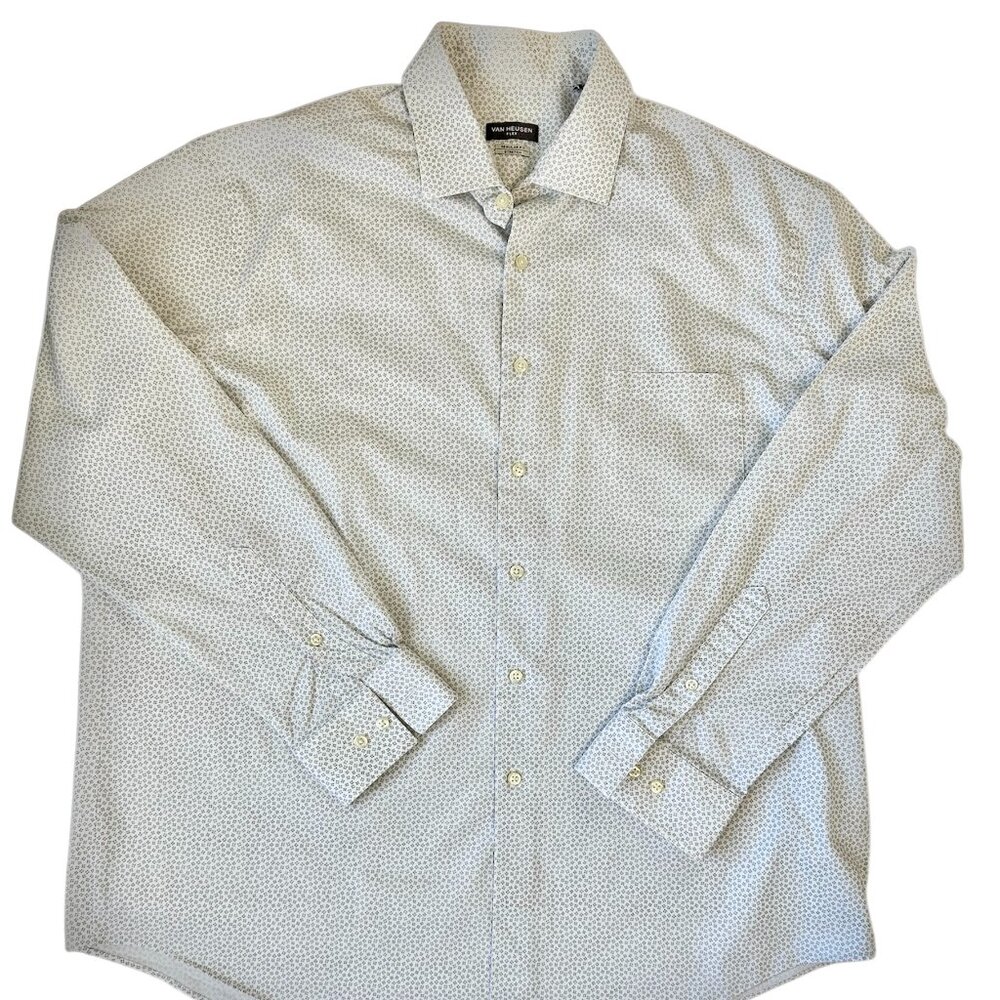 Van Heusen Mens Dress Shirt Regular Fit Off White Adult Size XL 17 1/2 34/35